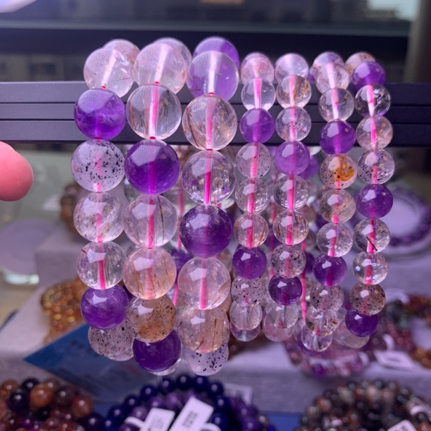 天然超七紫水晶手链紫发晶超七全能水晶手串男女款式多样性发其一