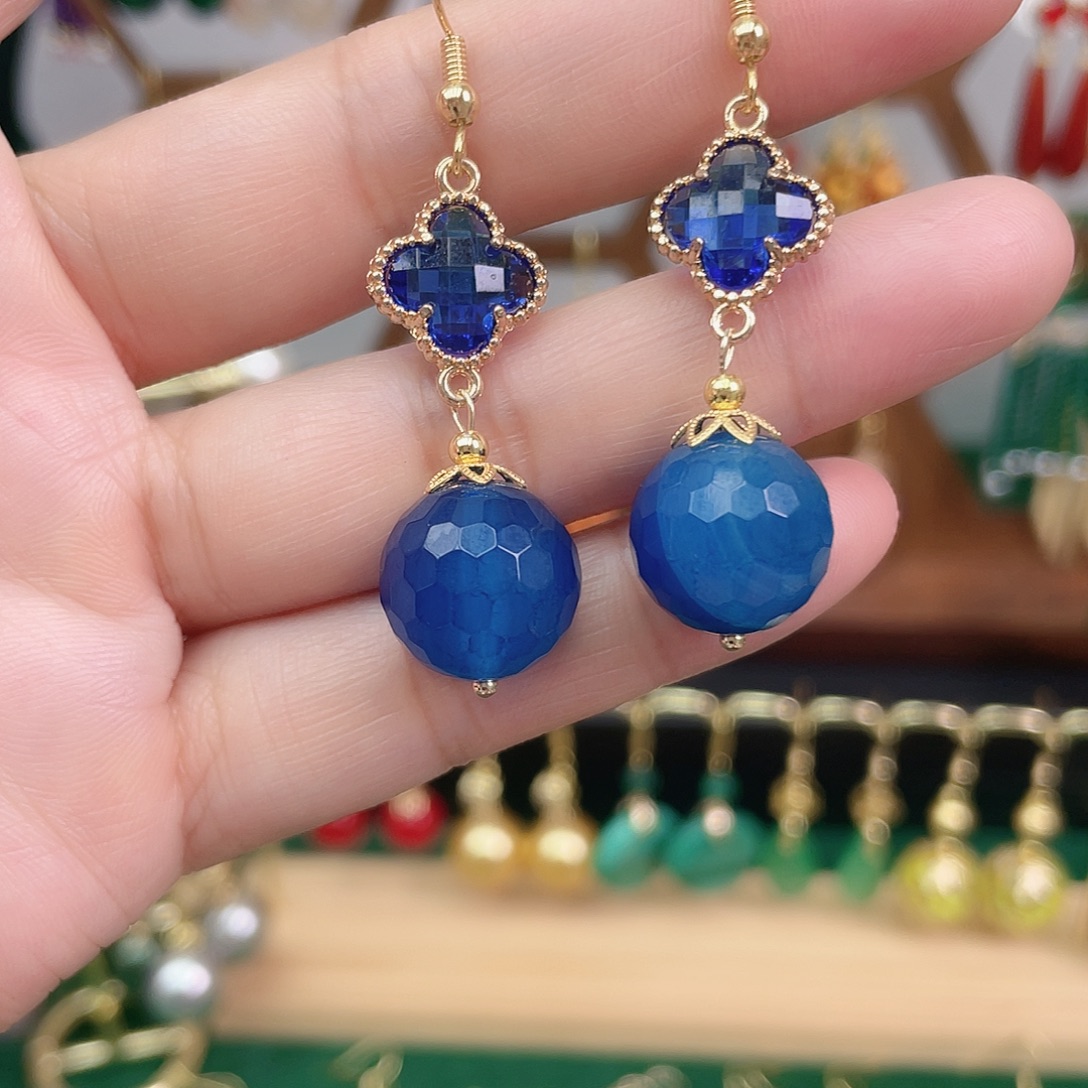 玛瑙/玉髓合金耳饰