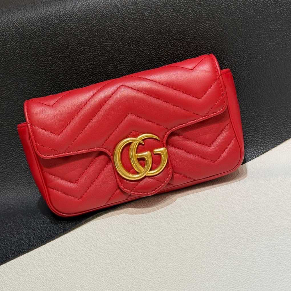 95新 GUCCI/古驰 红金 supermini marmont马蒙链条包 