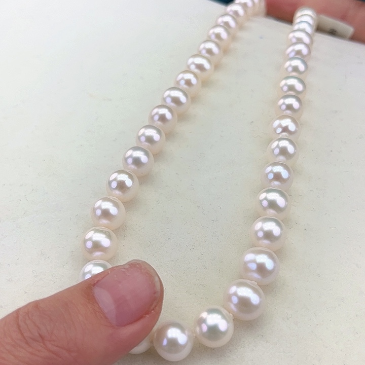 淡水珍珠颈饰银S925镶嵌卡9-10极光粉高品