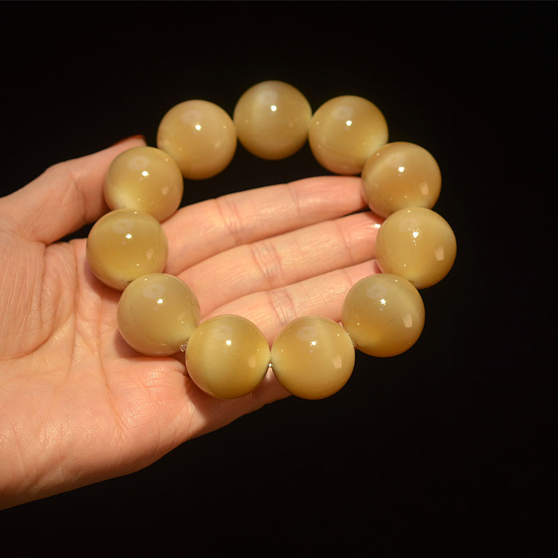 陶瓷手链 高货西藏收藏级黄猫眼牛角手串玉化果冻料简约高级男女