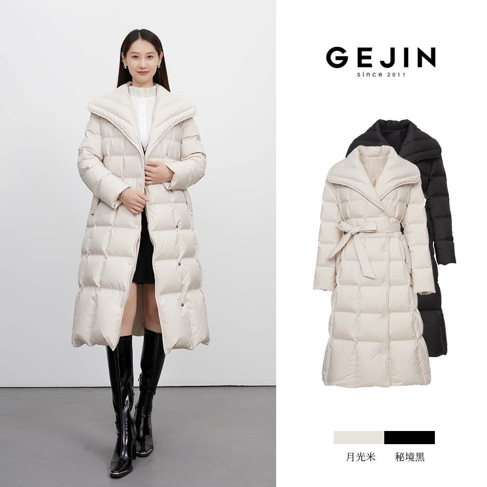 GEJIN/歌锦初冬新款休闲时尚大翻领厚长款外套9432542445