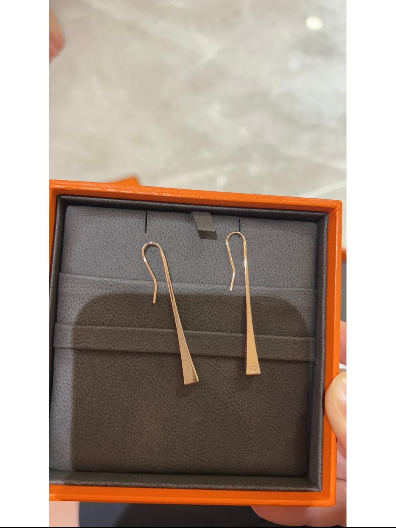99新 Hermes/爱马仕 18k玫瑰金 Clou de forge 耳环