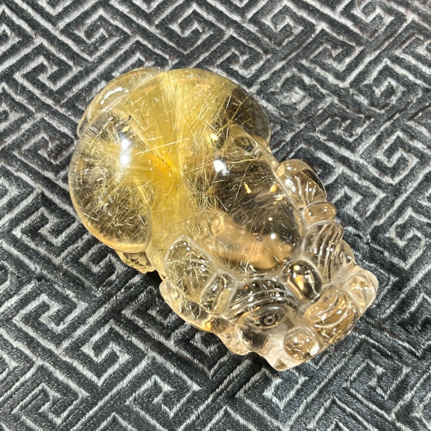 天然水晶纯手工雕刻金发晶貔貅吊坠精美项链