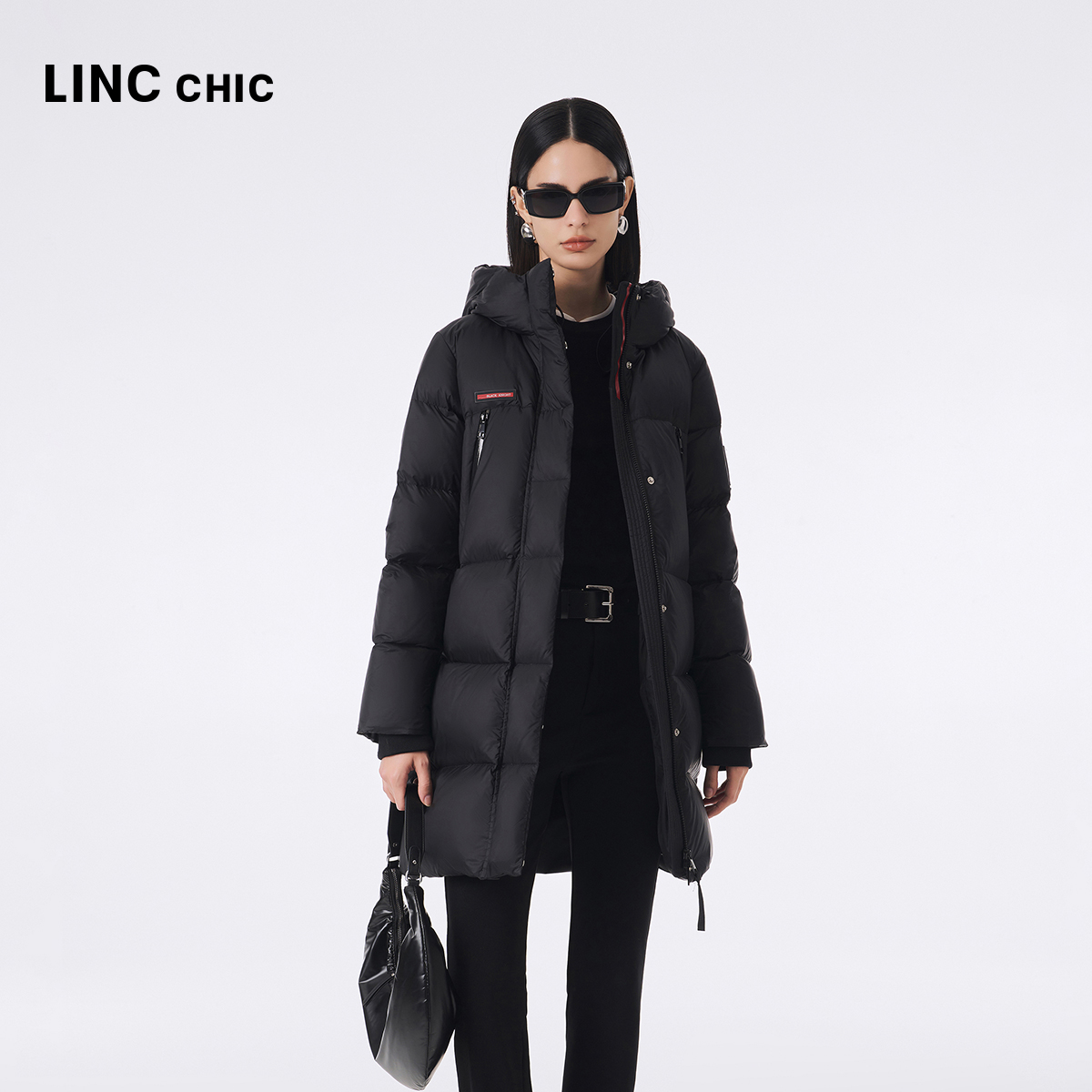 LINC金羽杰23秋冬新品都市加厚防风保暖中长款羽绒服女Y23806272