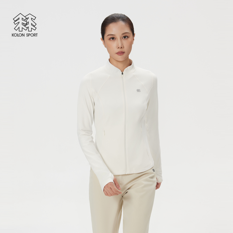 KOLON SPORT可隆户外休闲衣防静电女士弹力针织贴身层立领夹克