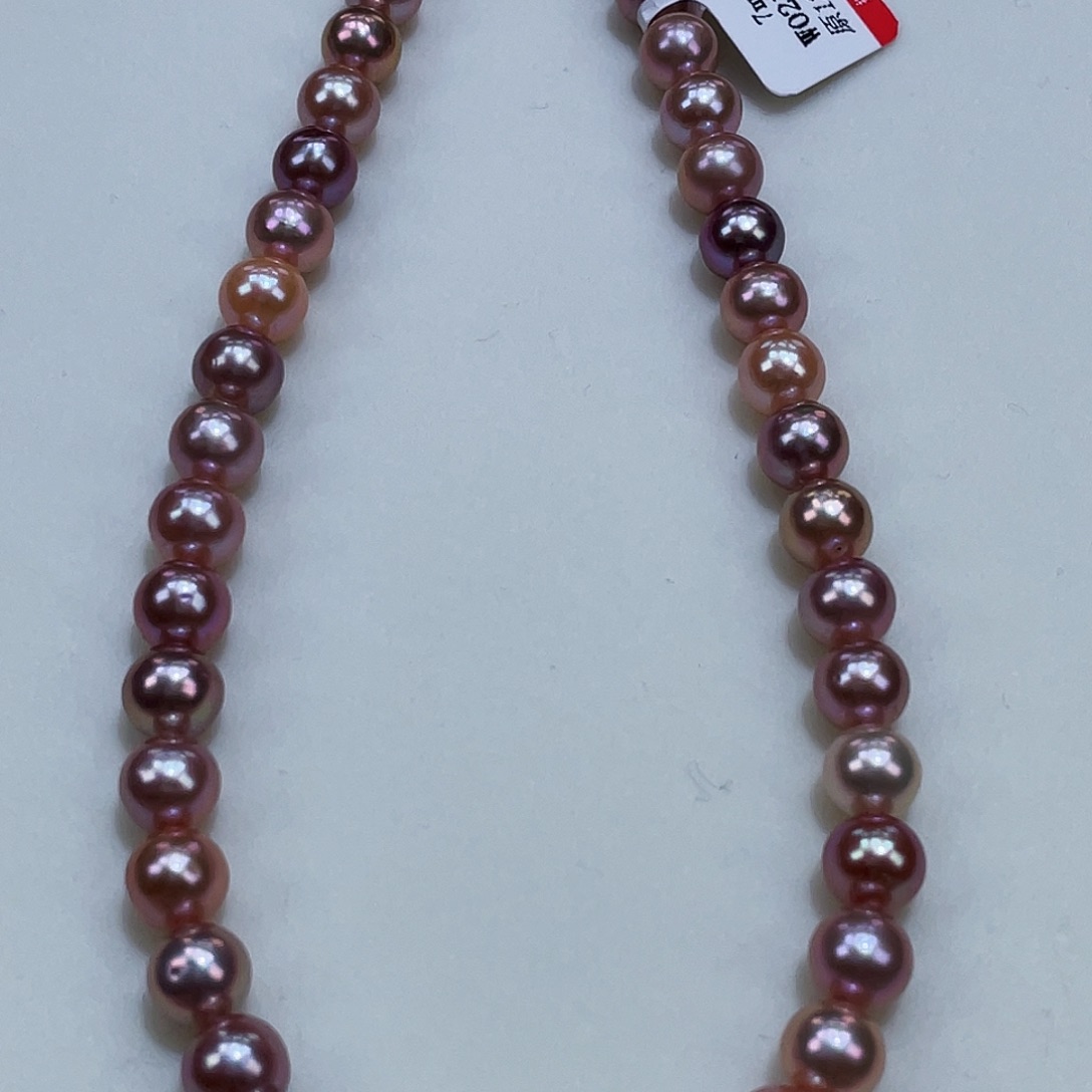 淡水珍珠颈饰银S925镶嵌7m福利糖果流光溢彩