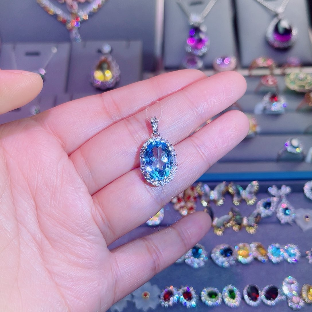 吊坠(赠链)银S925镶嵌托帕石