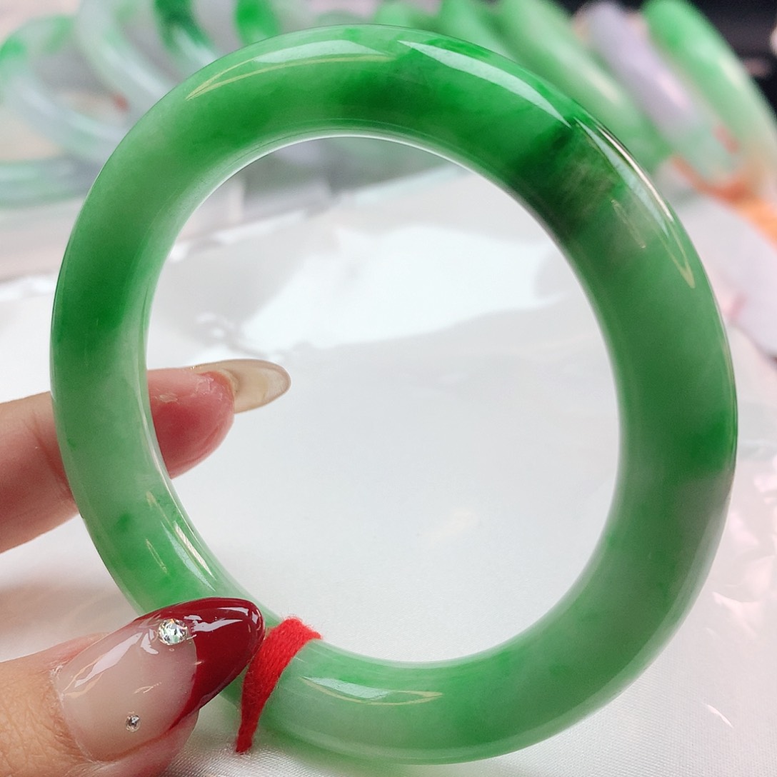 翡翠手镯未镶嵌1917圆条55