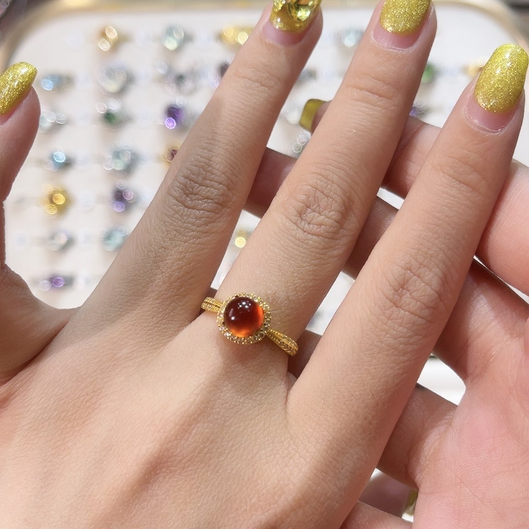 蛇纹石玉戒指银S925镶嵌