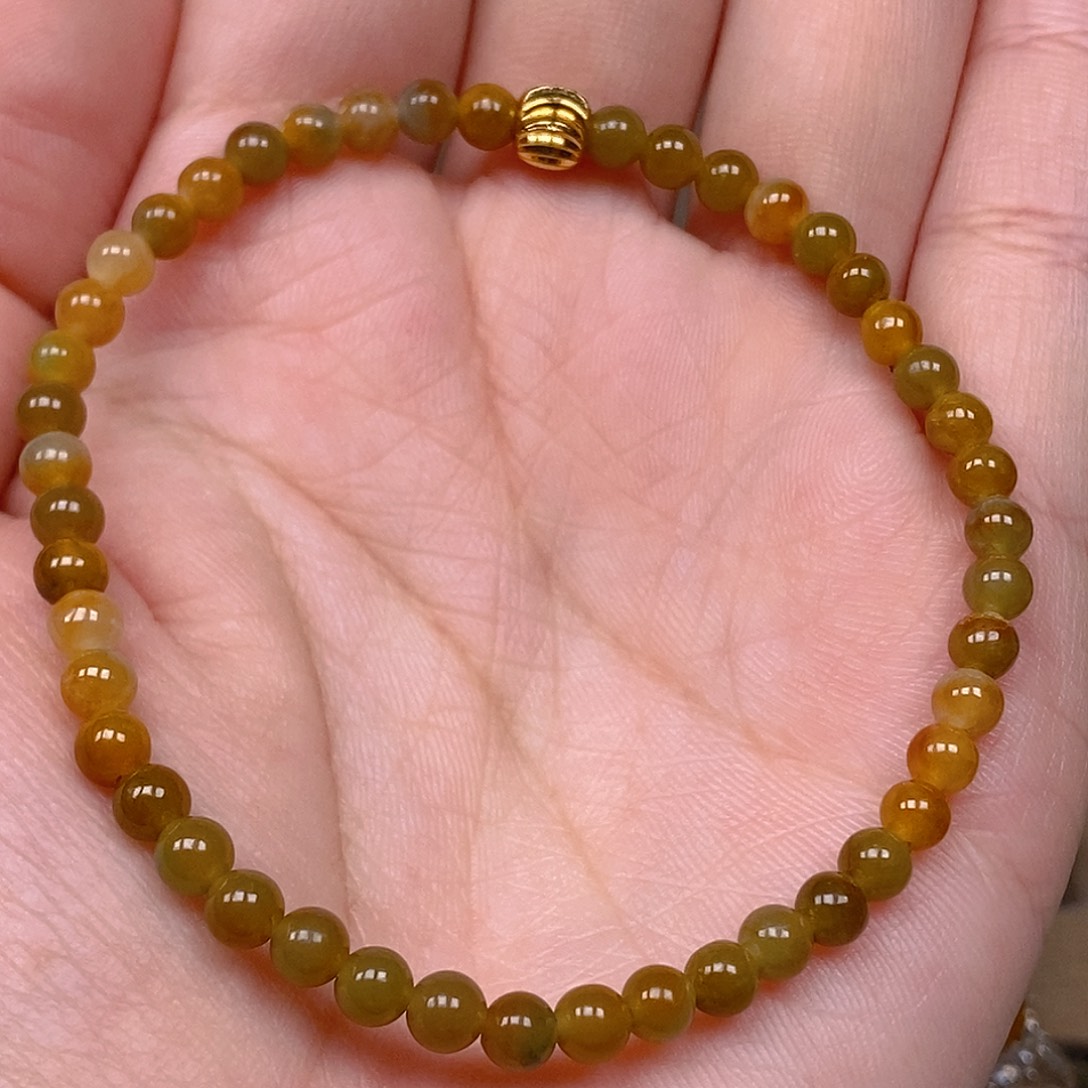 翡翠手串未镶嵌黄翡手串