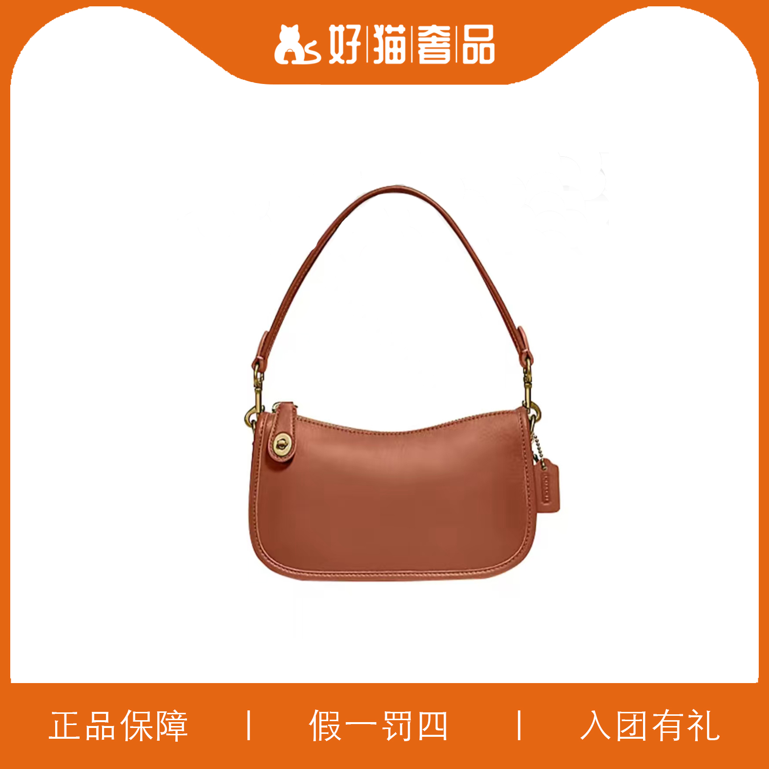 95新 COACH/蔻驰 蔻驰棕色腋下包/F1293/20X12X6