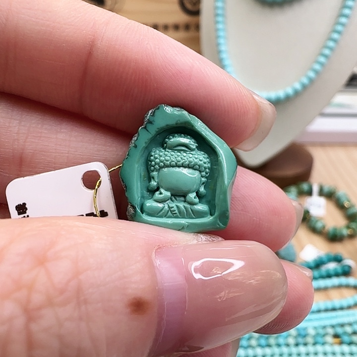 绿松石未镶嵌X 88   原皮无相佛卡17