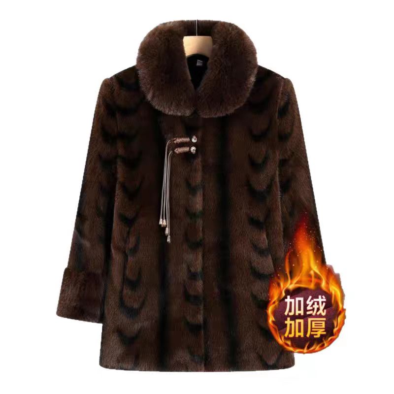 11905-洋气妈妈新款加绒加厚保暖外套棉衣中老年外套【王胜】