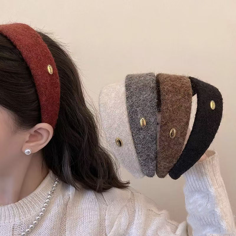 秋冬毛呢宽边发箍女2025新款发捆高级感复古港风头箍外戴发卡发饰