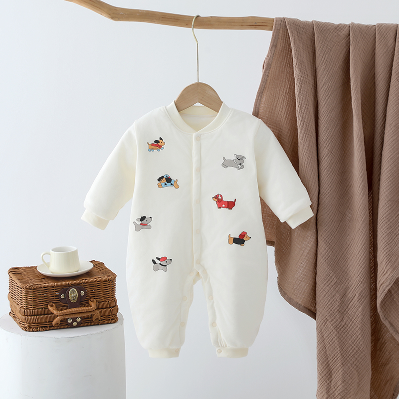 40克薄棉新生婴儿连体衣秋冬季夹棉男女宝宝衣服初生保暖幼儿睡衣