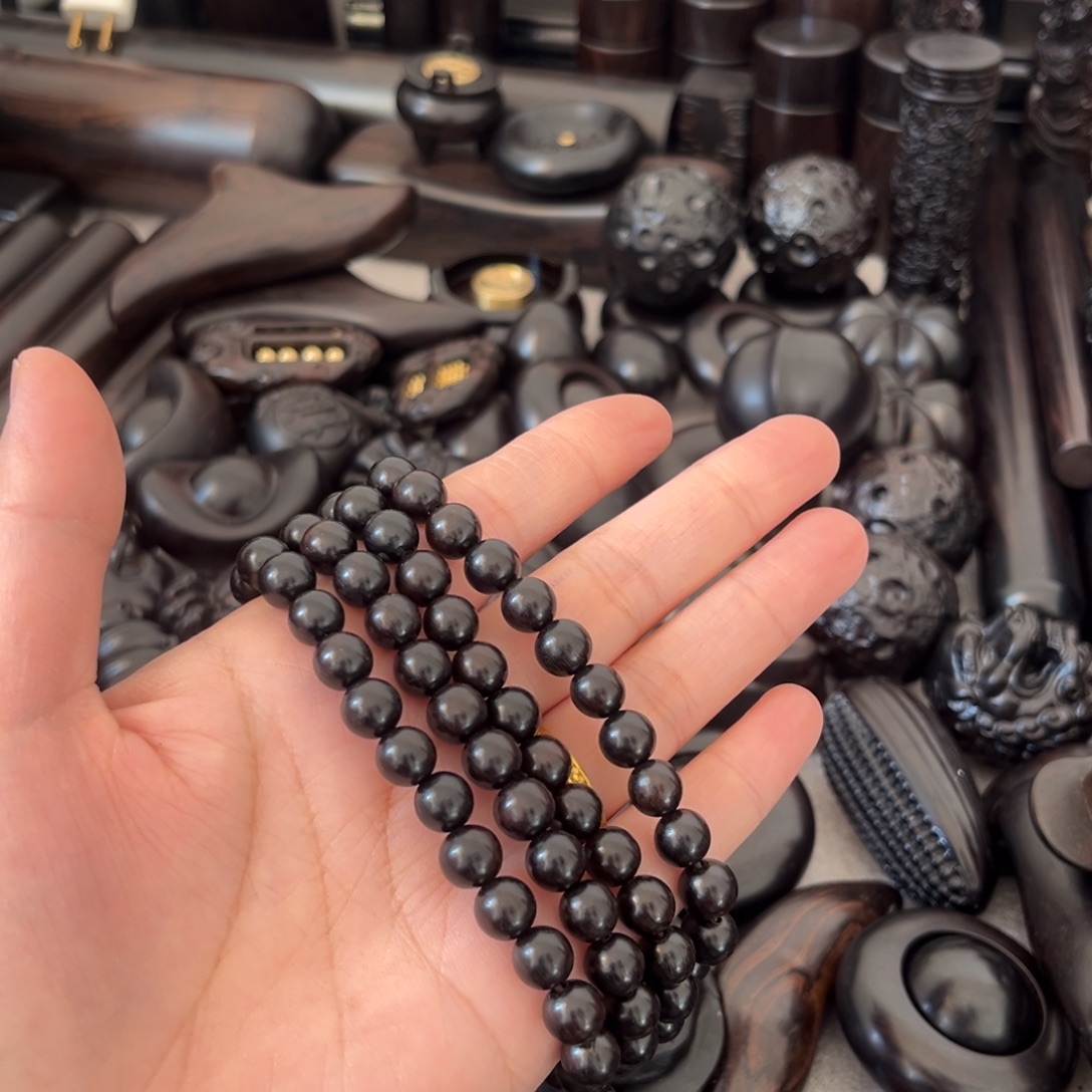 海***黑酸枝木类紫光檀0.8的108颗1条