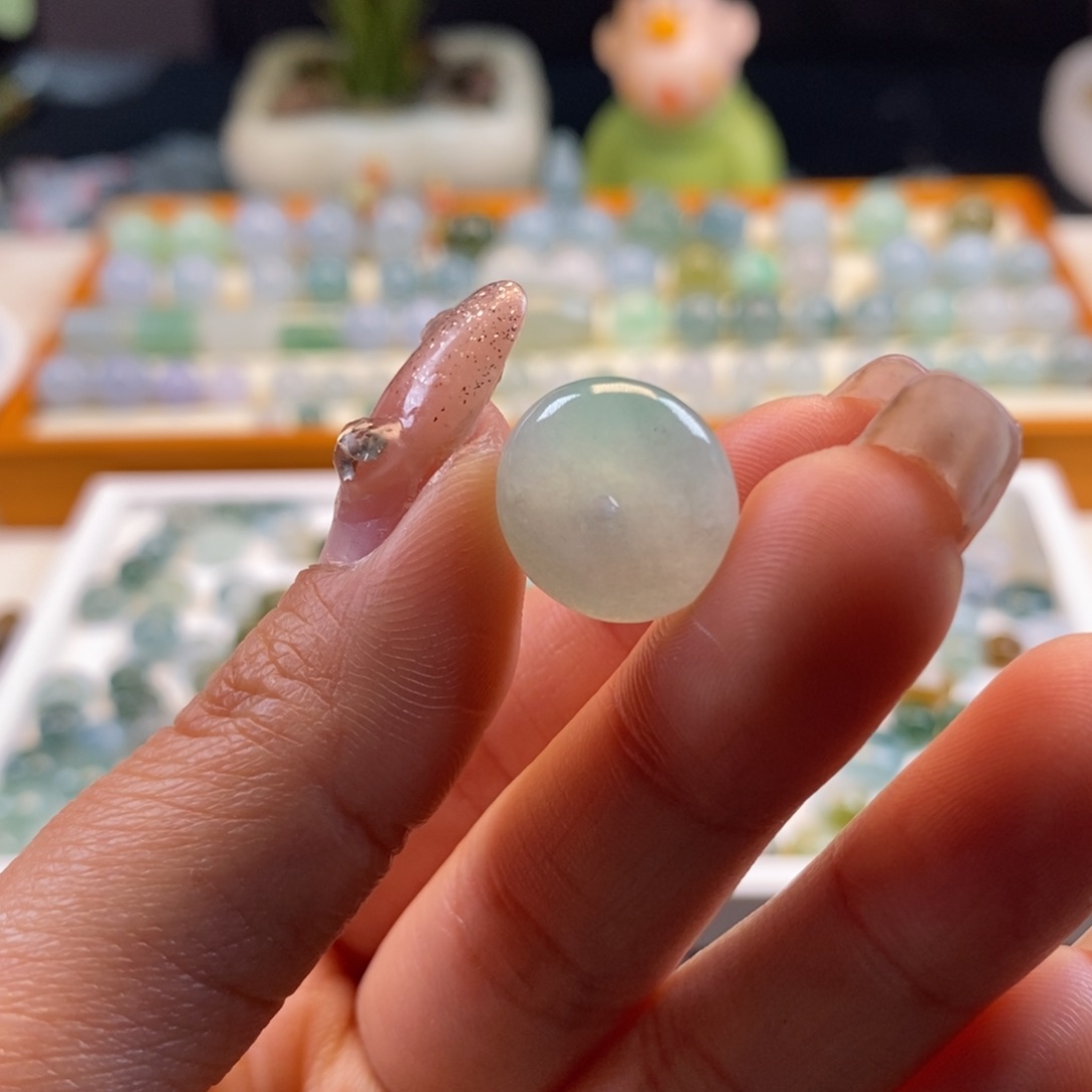 翡翠散珠天然翡翠平安扣14.8×5.2
