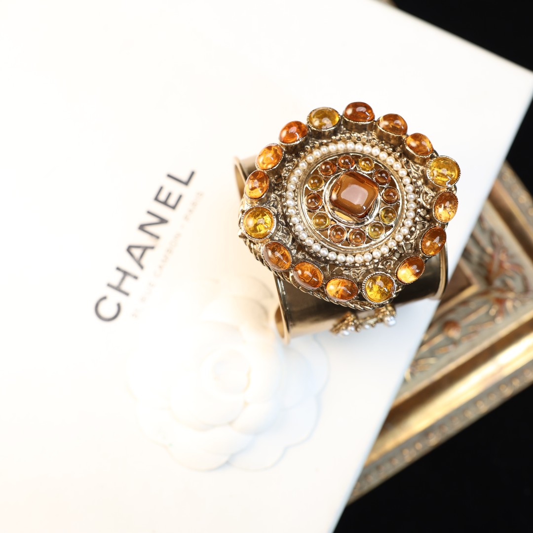 95新 Chanel/香奈儿 柚礼中古/香奈儿拜占庭焦糖琉璃手镯cc511001