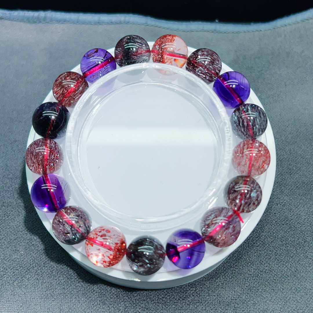 天然精品黑加仑超七水晶手链 38.07/11.6mm左右