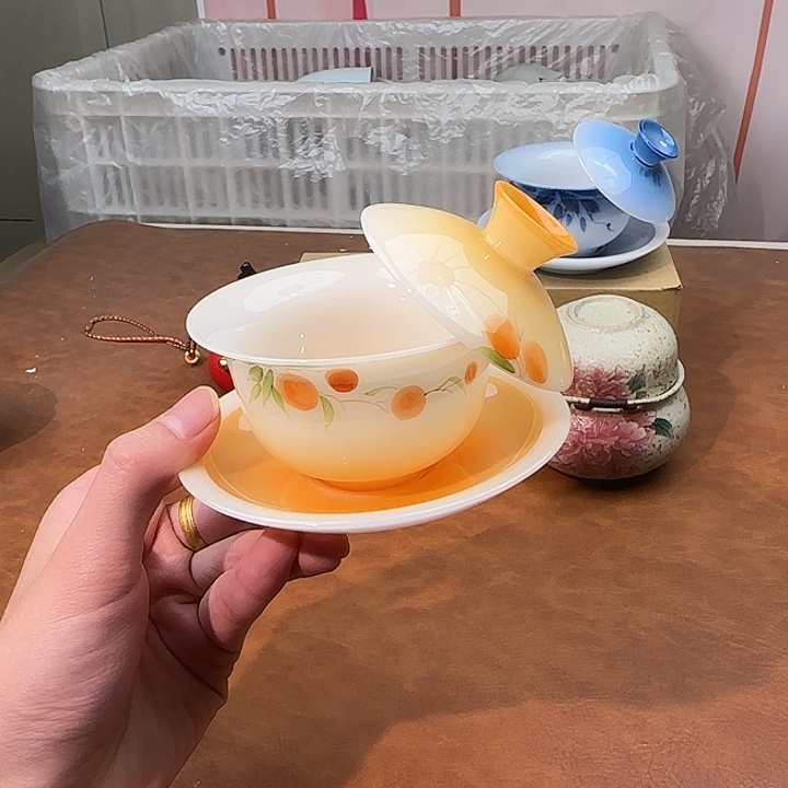 颜瓷闪购商品代替链接璞玉盖碗事事如意