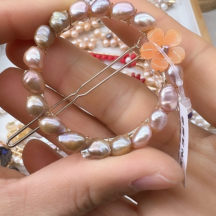 淡水珍珠发饰银S925镶嵌