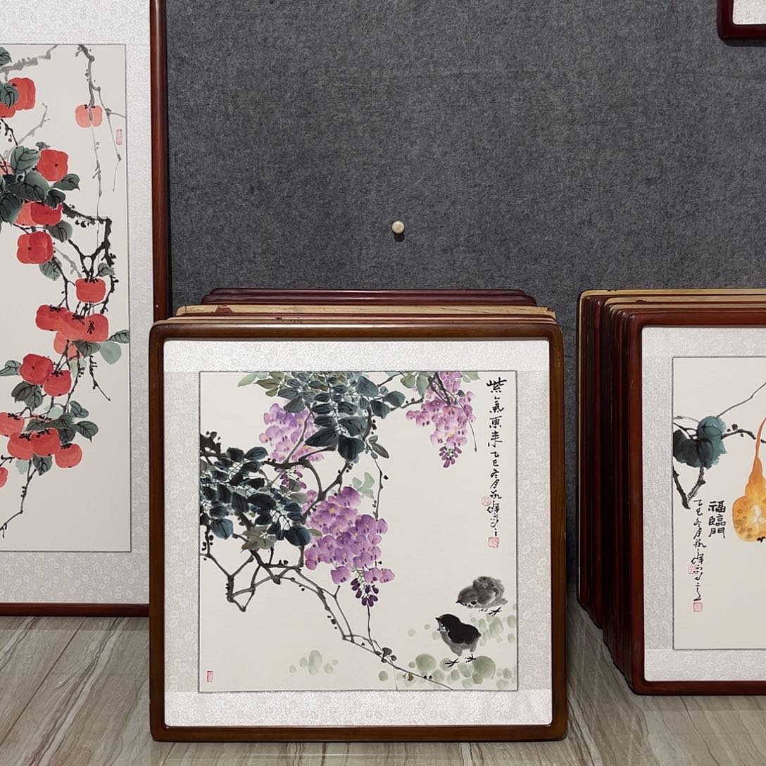 国画书画作品带框63×63