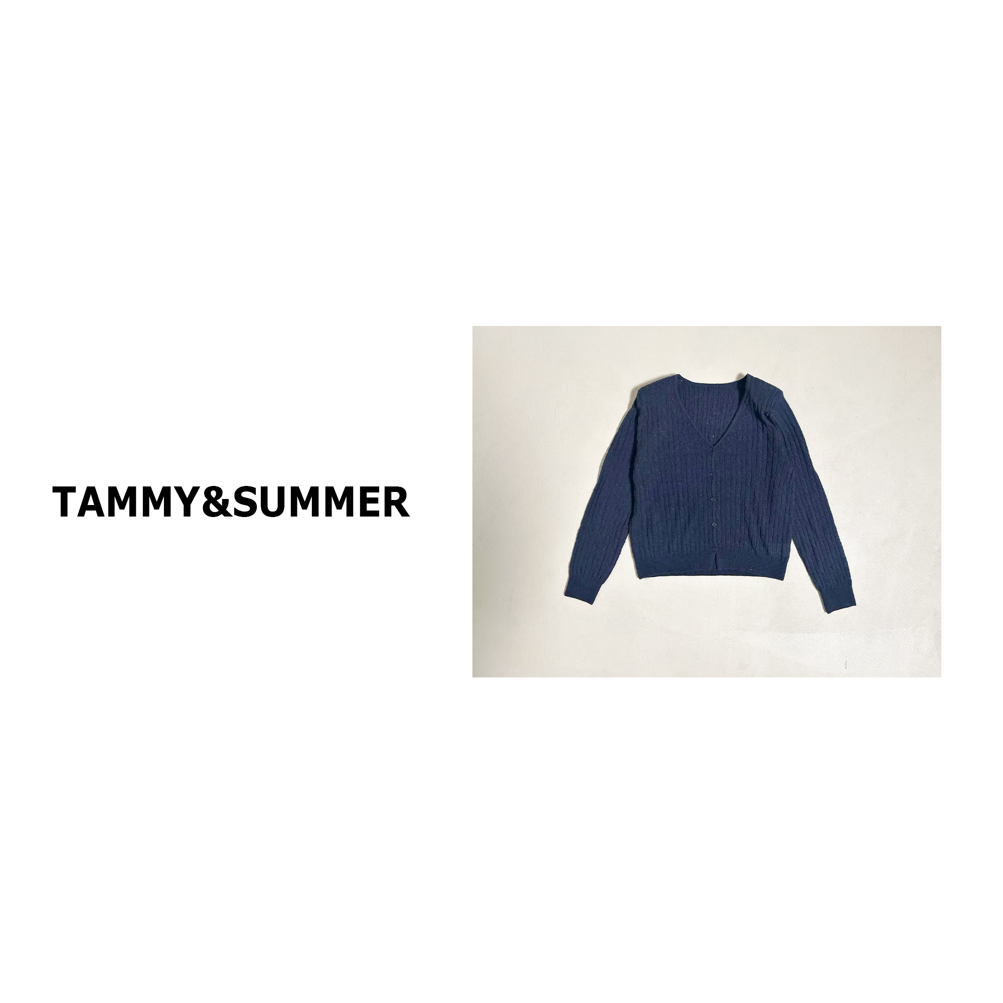 【Tammy&Summer】时尚百搭羊毛混纺V领垫肩单排扣针织开衫829059