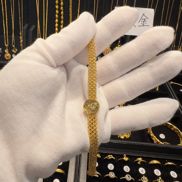 铜合金手链 铜合金手链编织女王圆牌玫瑰时尚气质百搭精致