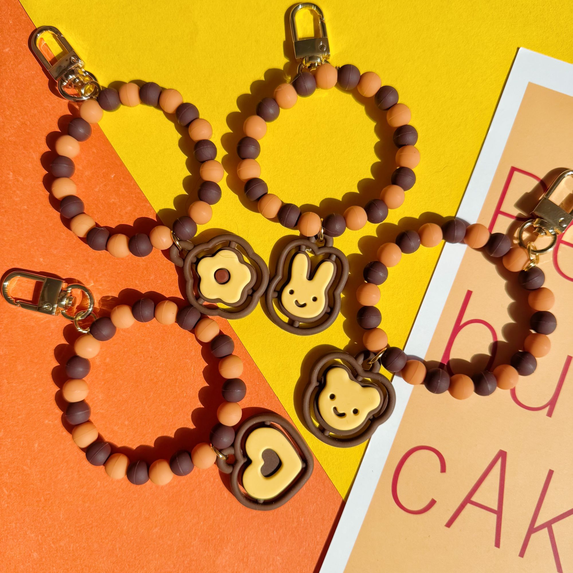 CLICHE情侣硅胶小挂饰彩虹串珠链可爱挂饰手机挂饰通用【小挂饰】