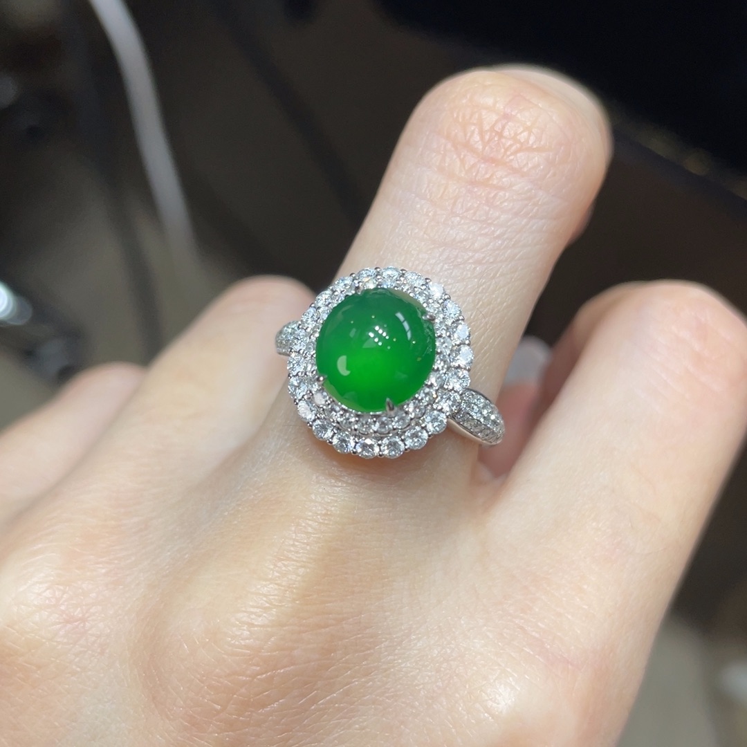 翡翠颈饰18K金镶嵌天然缅甸翡翠a货