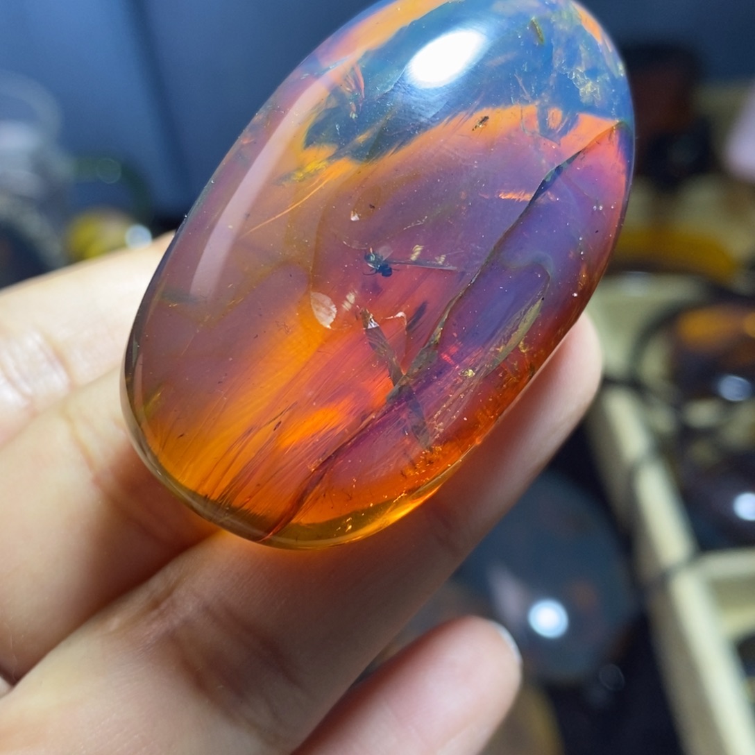 琥珀未镶嵌裸石变色龙