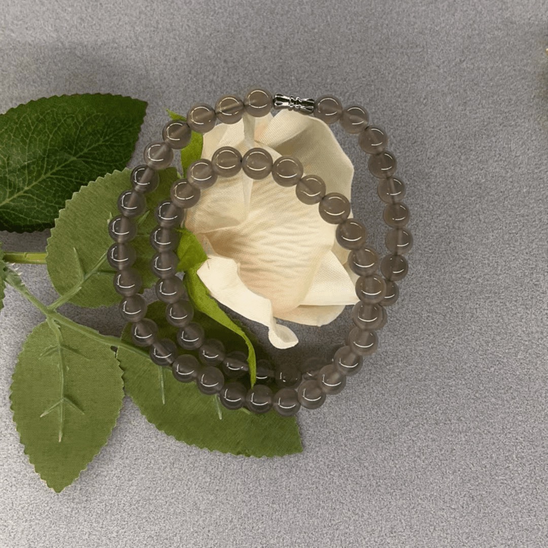 【孟总甄选】天然黑冰高端珠宝项链8mm