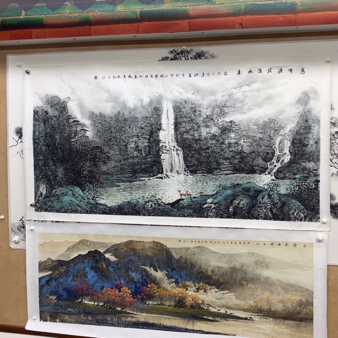 国画宋*峰为有源头活水来 手绘重彩山水横幅精品 放漏