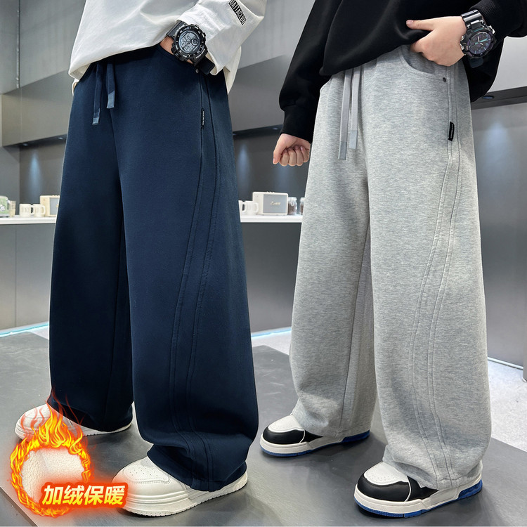 男童冬季加绒加厚裤子2025新款儿童冬装裤子保暖一条过冬棉裤潮
