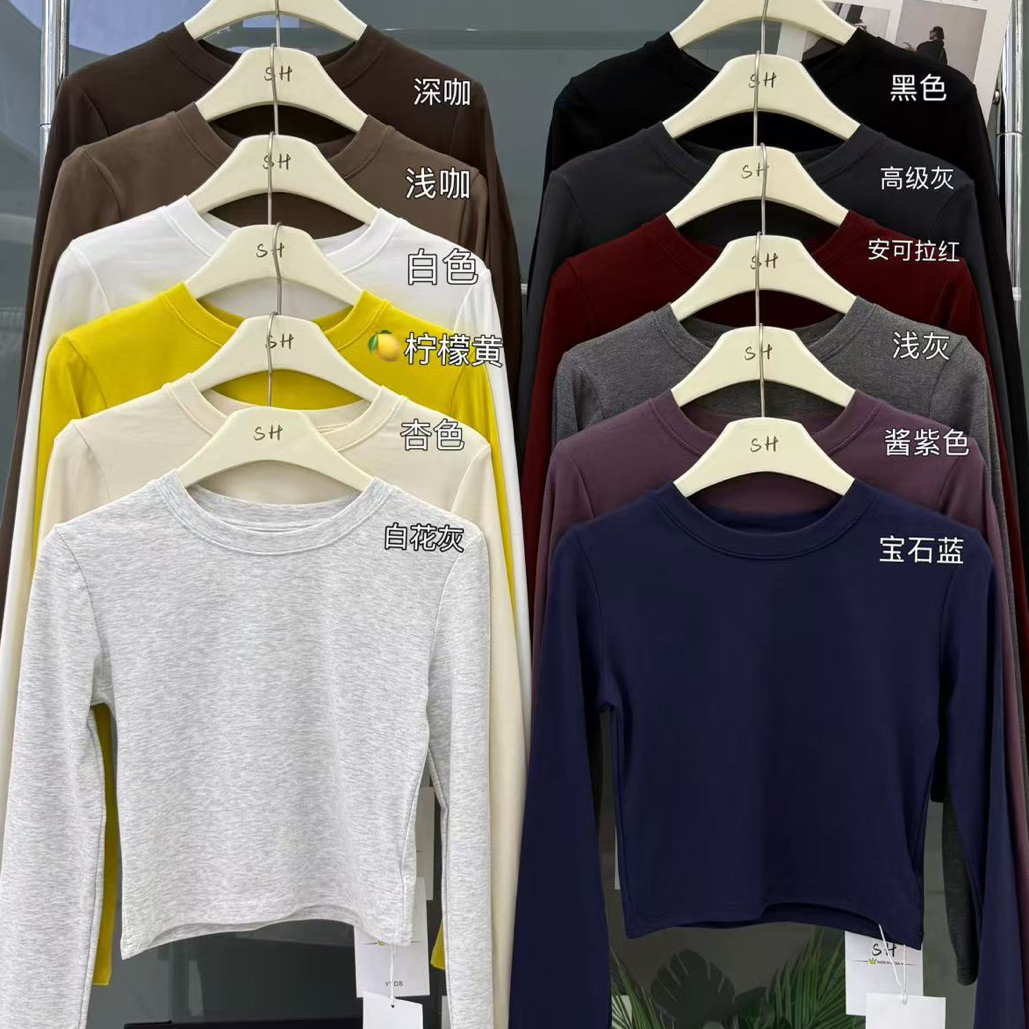 【虎妹推荐】小个子圆领短款修身T恤上衣