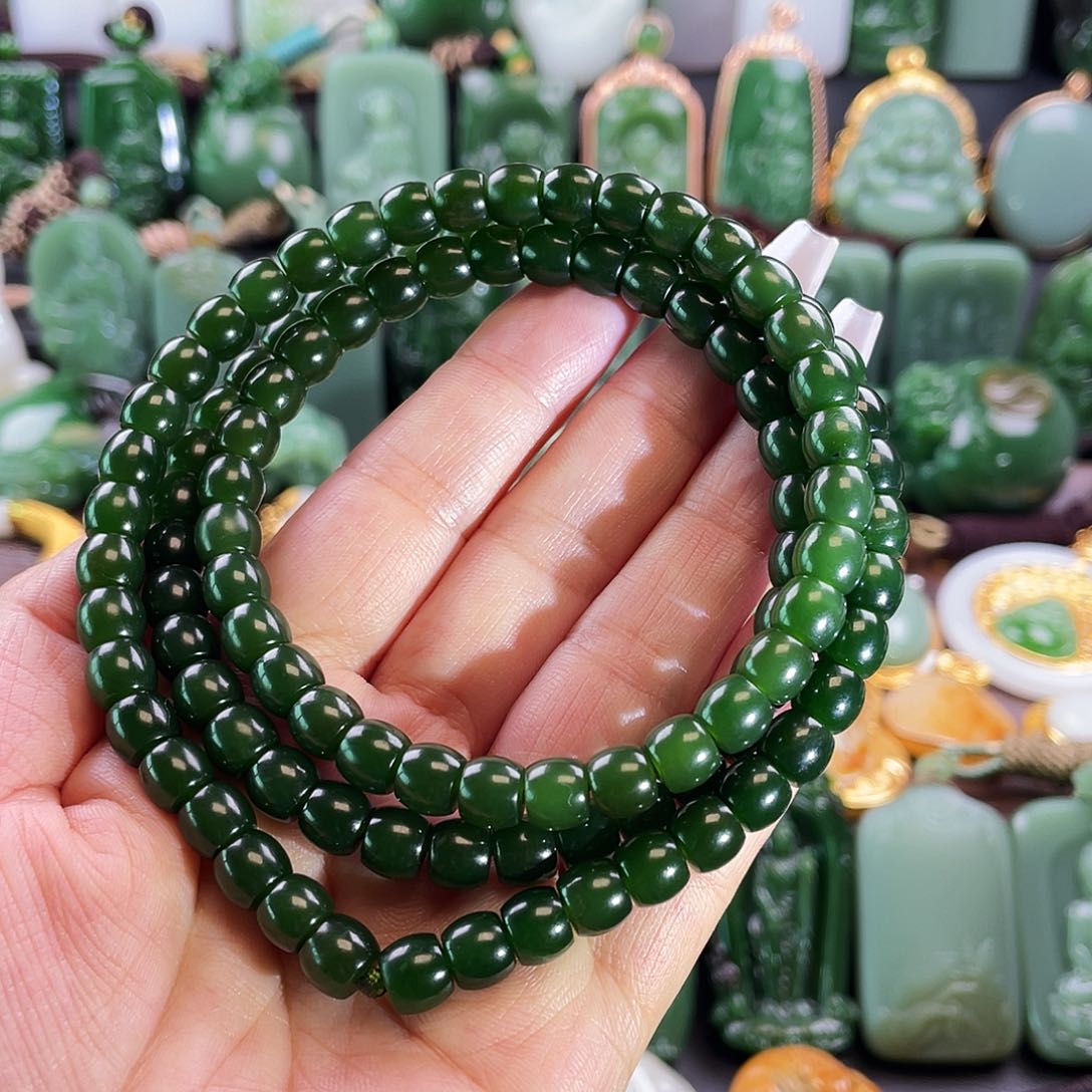 和田玉手串未镶嵌流*水