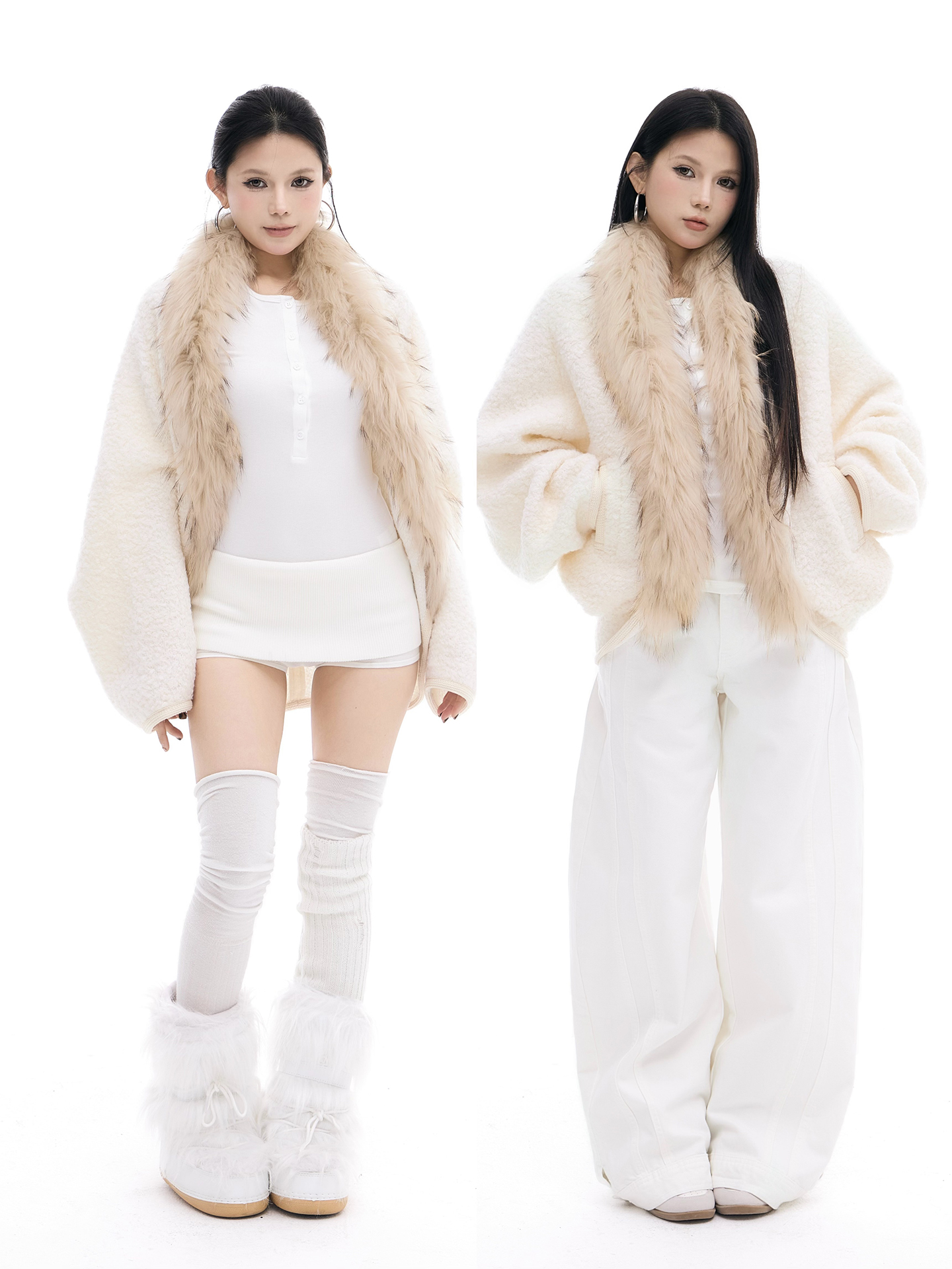 加绒貉子毛高级感慵懒气质毛呢斗篷开衫宽松蝙蝠袖复古外套