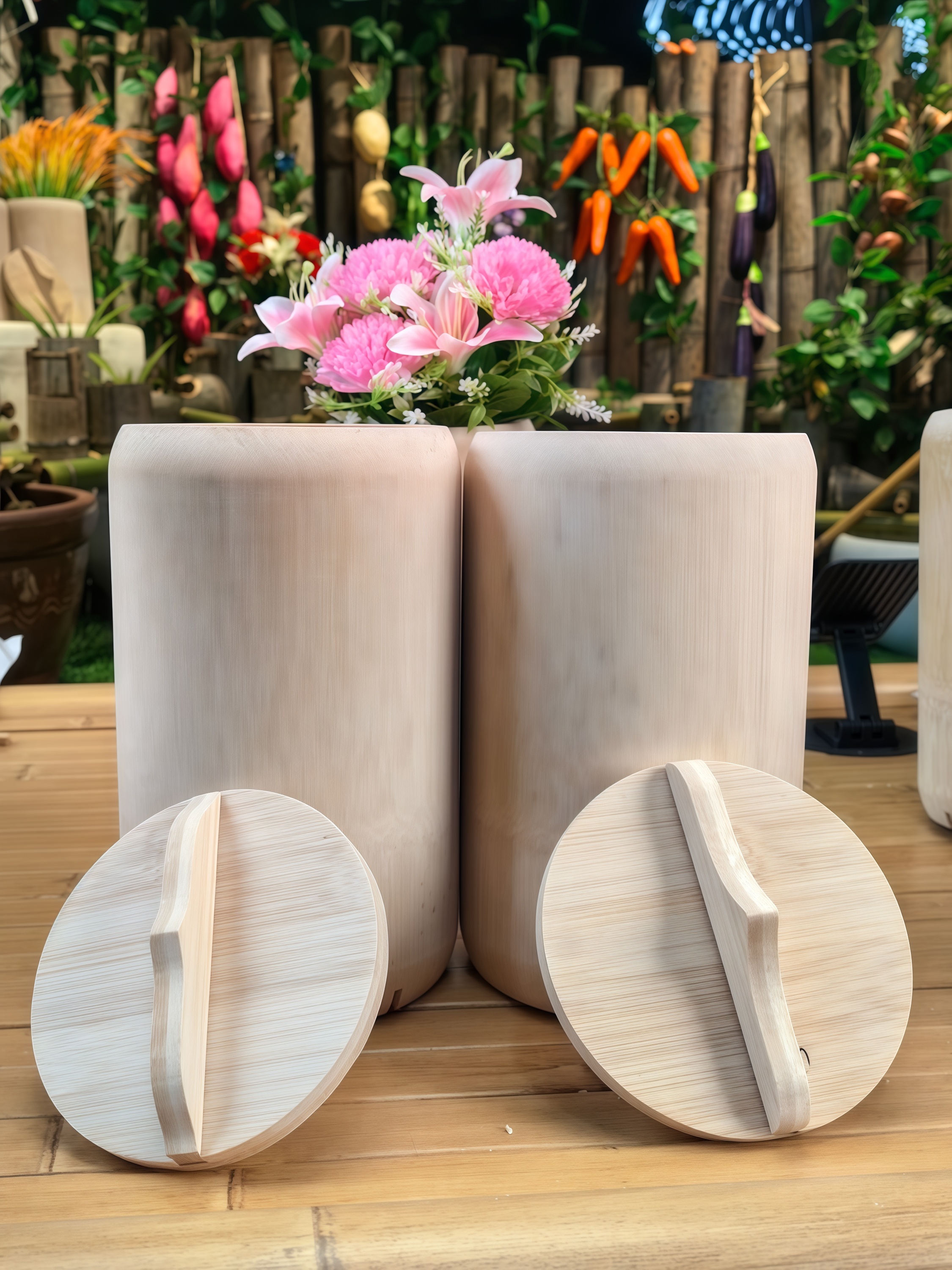 14cm（2个竹筒） 适合7-8人 有孔 （纯天然多功能竹筒蒸饭筒）