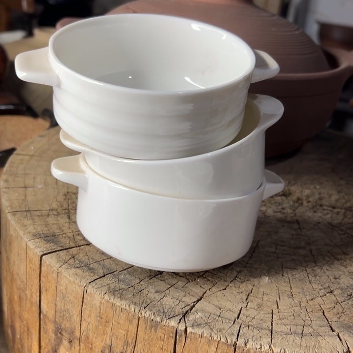 库存尾货骨瓷小锅三个口径10.5