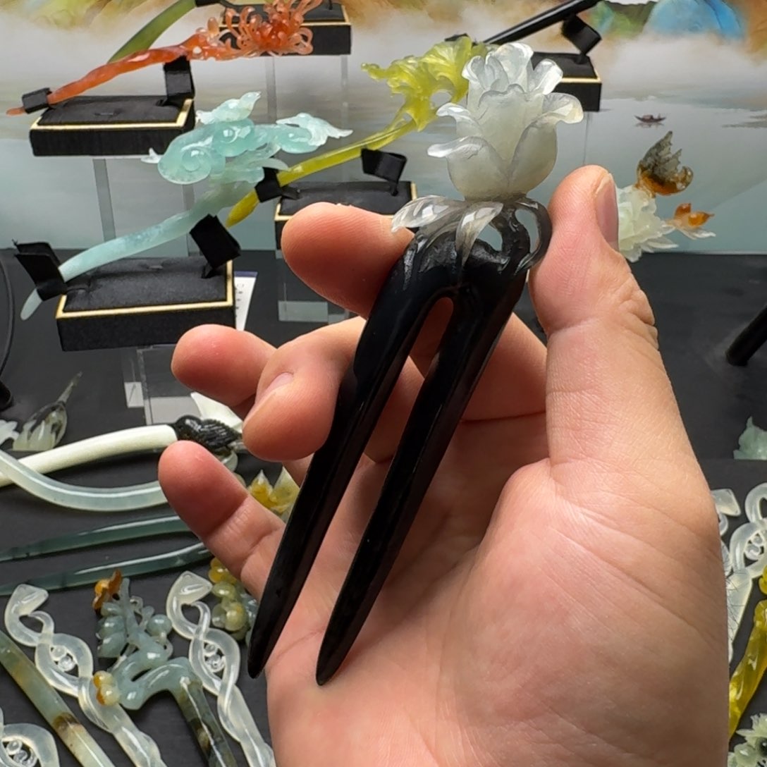 岫玉发饰未镶嵌明君玉簪就是好看