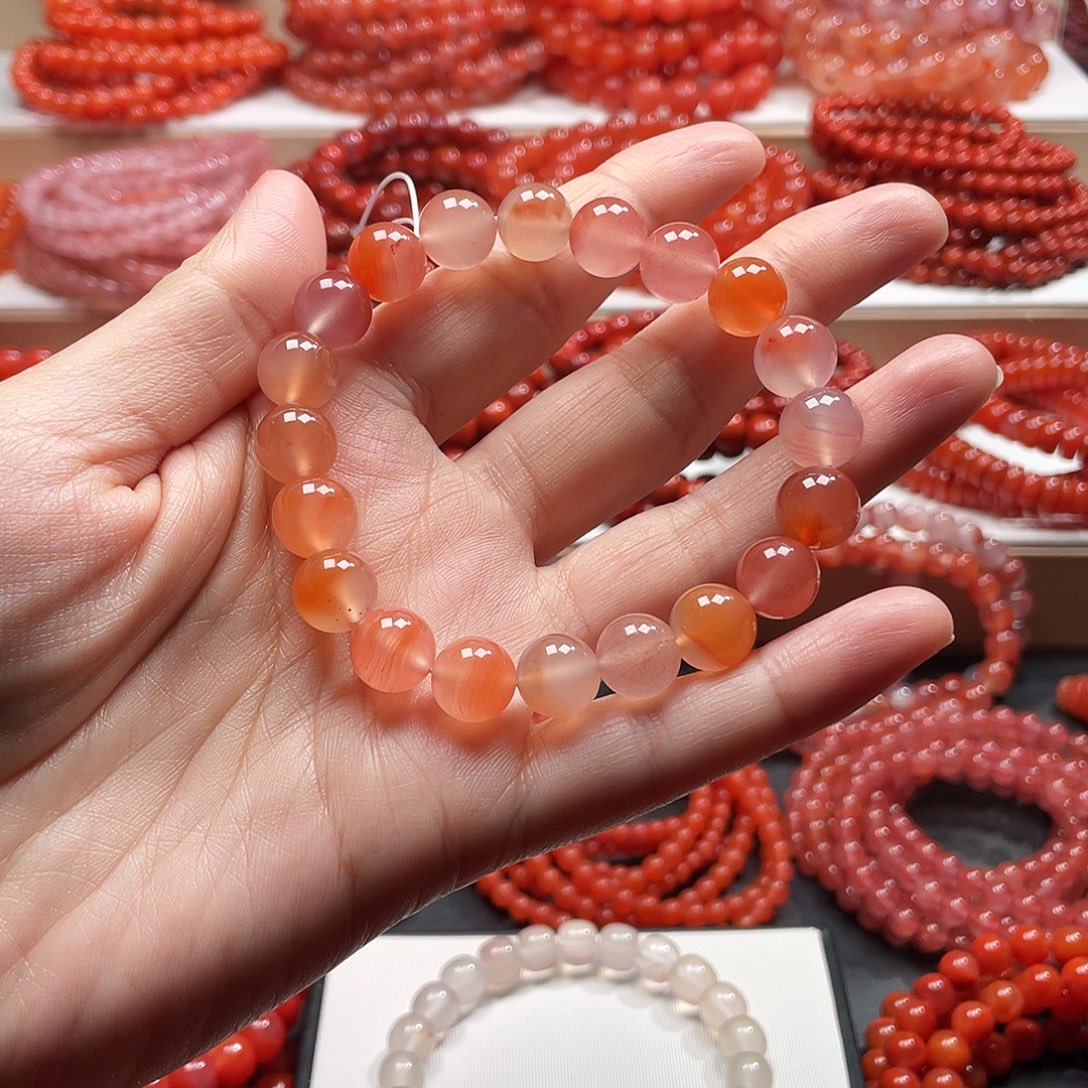 南红玛瑙未镶嵌手链10➕糖果冰飘