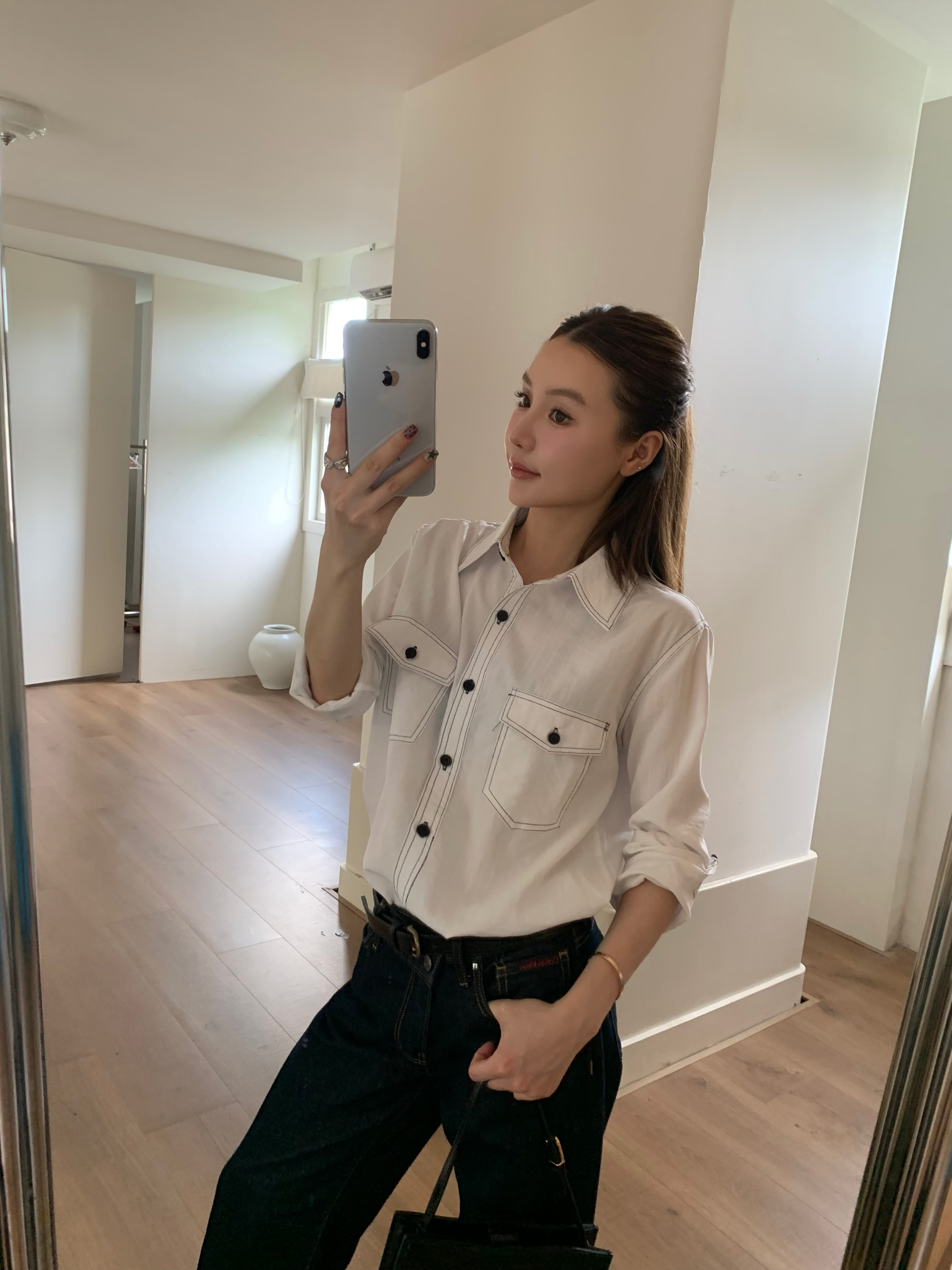 番茄妹妹Tomatosister '巴黎假日'透气撞色明线衬衫