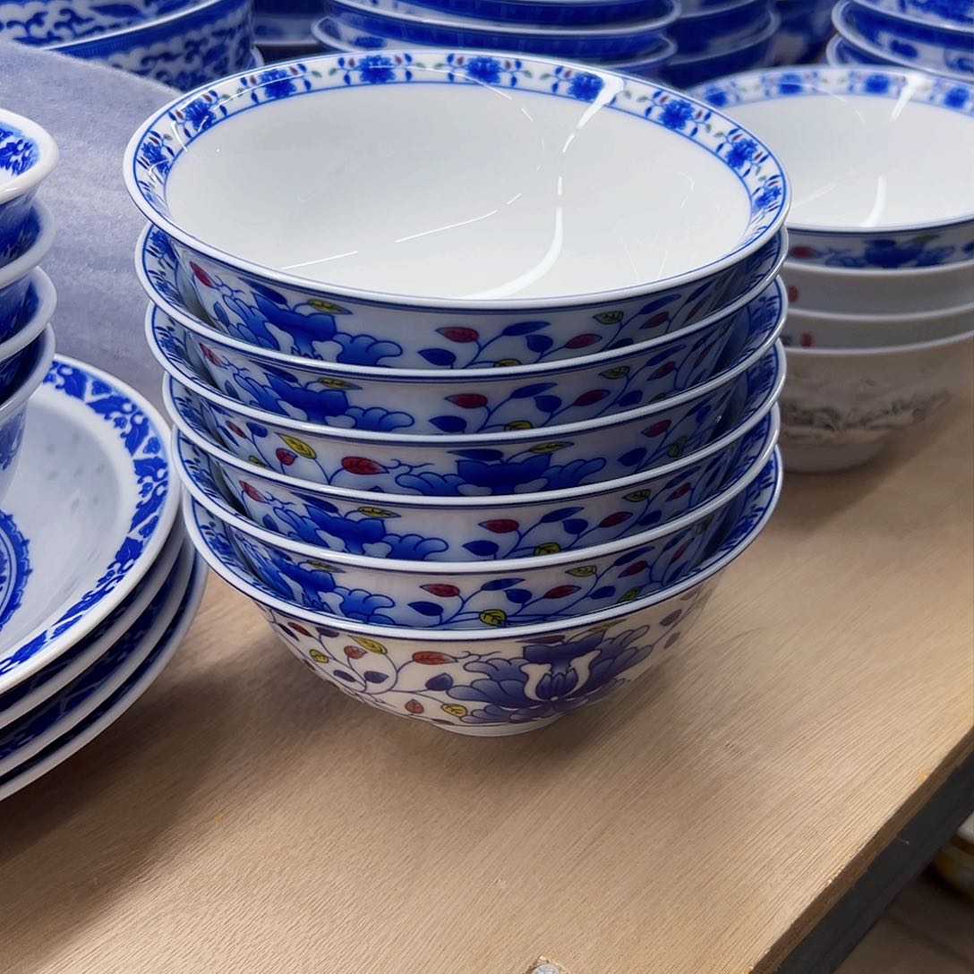 瓷片5.5英寸五彩缠枝碗6个