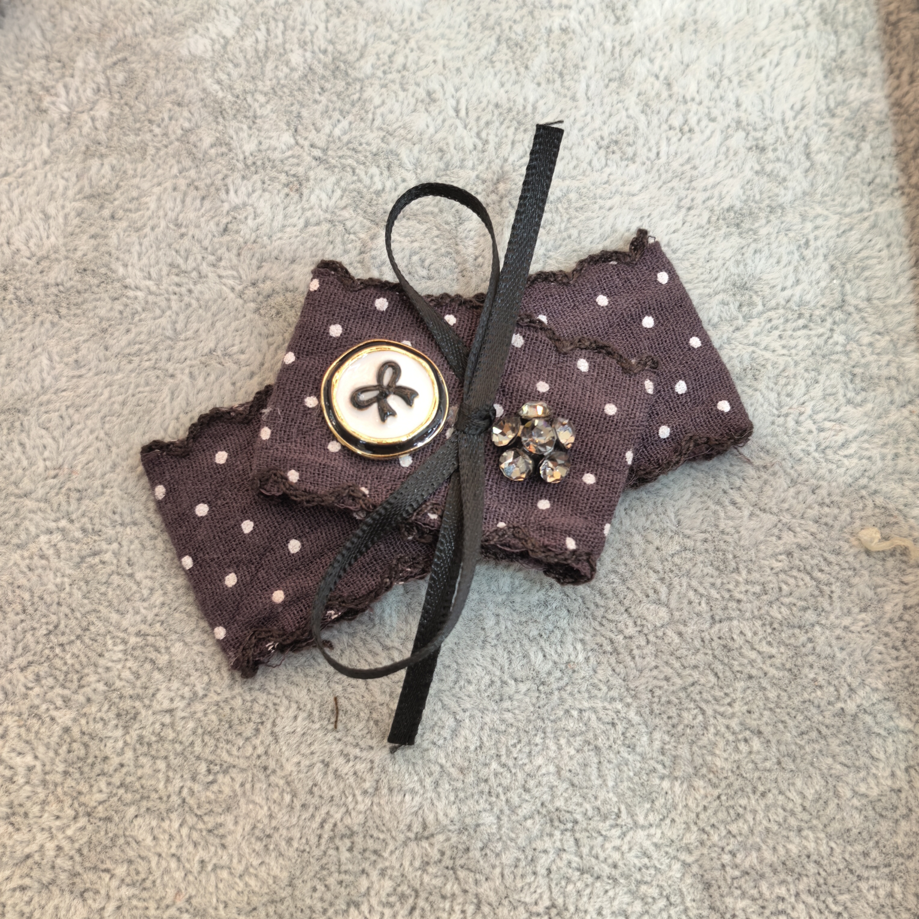 C524紫色蝴蝶结波点掰掰夹