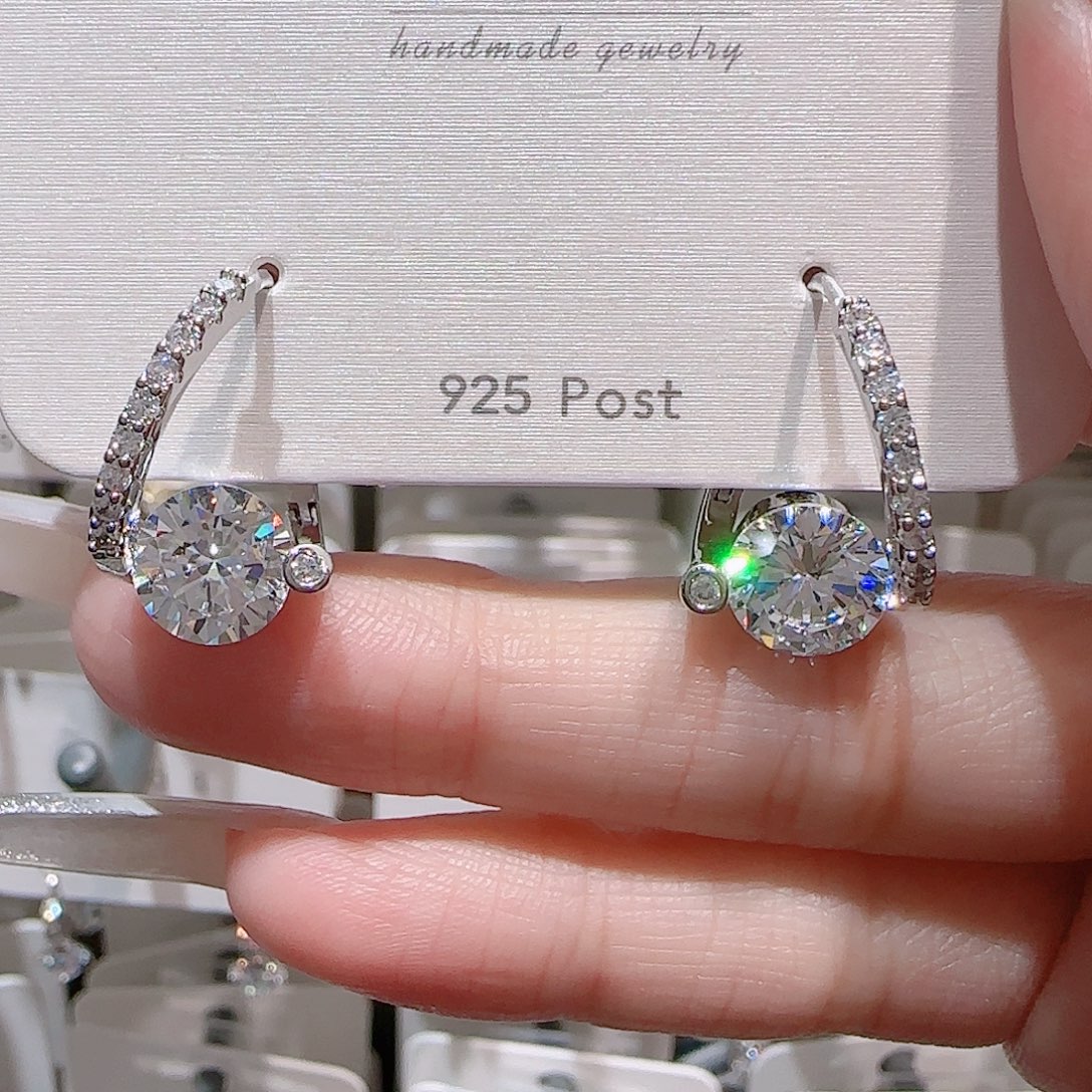 铜合金锆石925银耳环