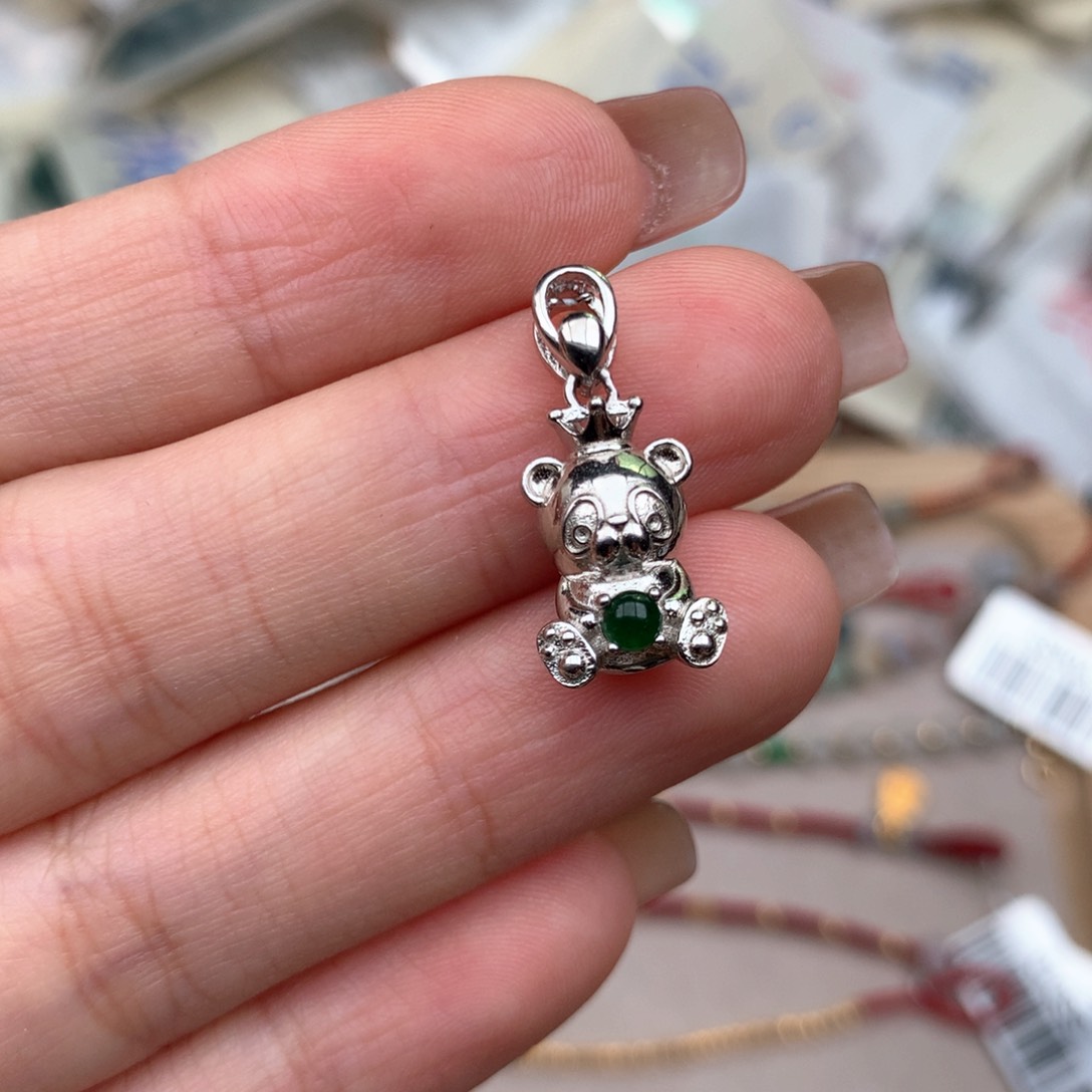 银S925镶嵌挂件翡翠