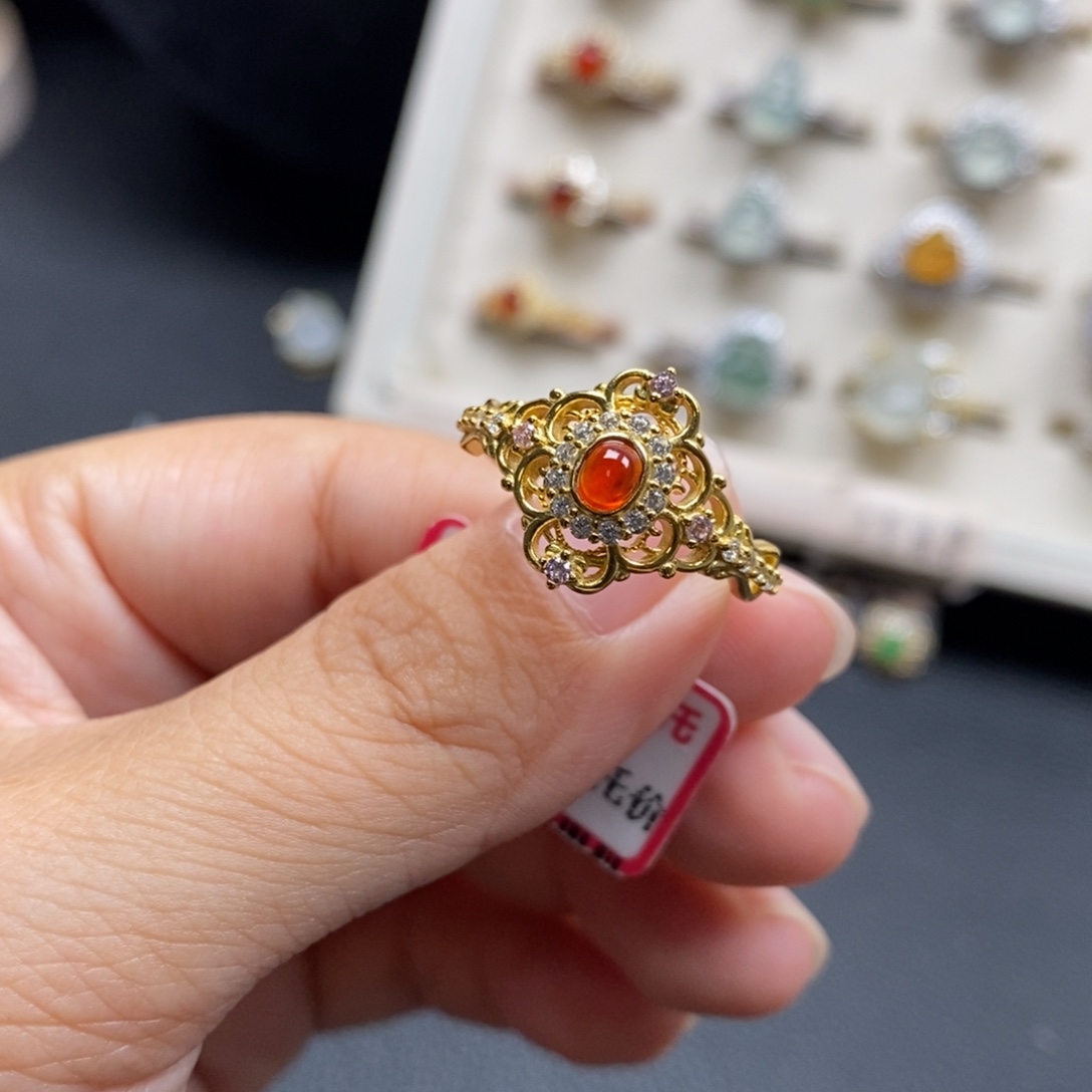 翡翠银S925镶嵌戒指