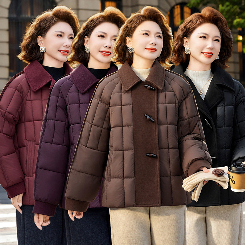 80斤-210斤特大码女装韩版宽松冬季加厚洋气棉服妈妈装