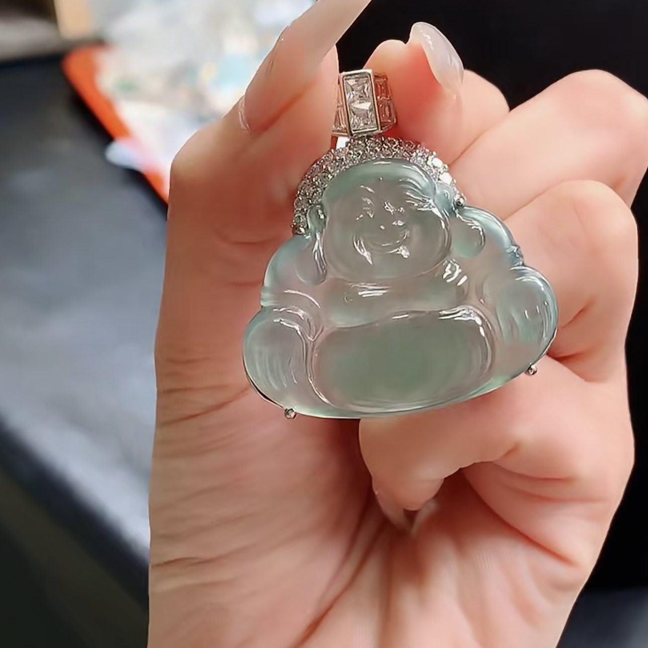 天然翡翠A货冰种佛公